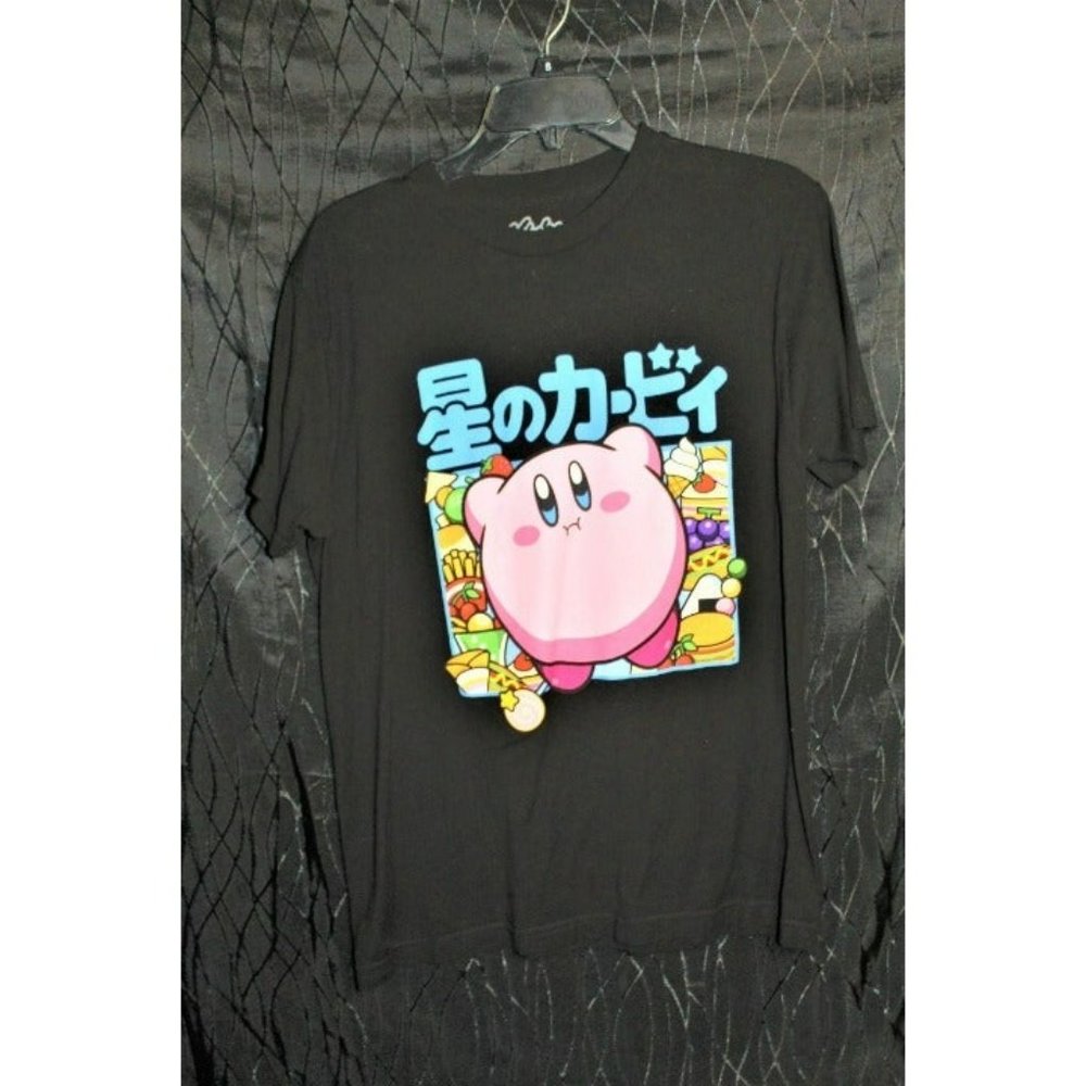 Nintendo's Kirby Japanese Writing & Food Graphic Short Sleeve T-Shirt / Size: M